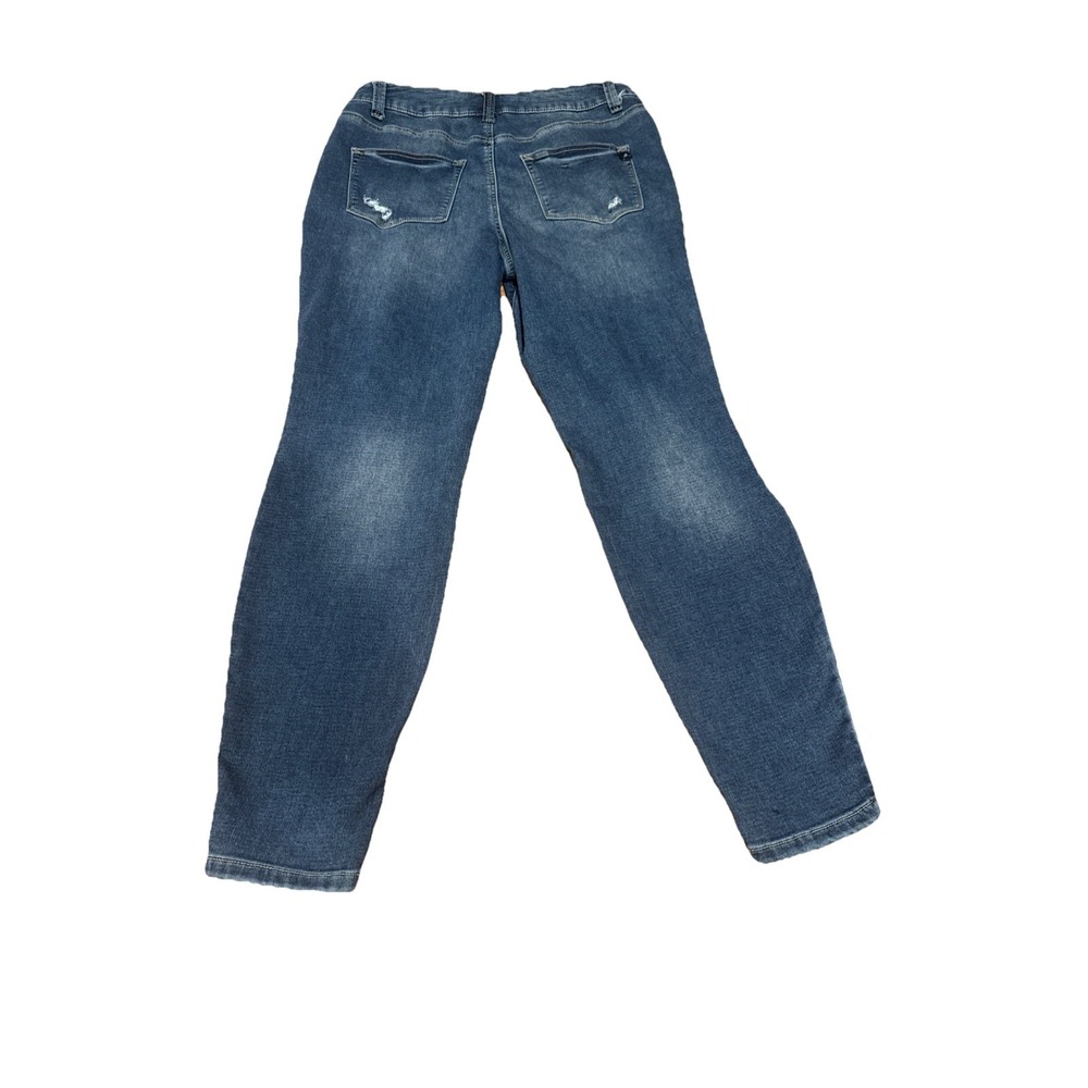 Maurices M Jeans Womens L Reg High Rise Skinny Distressed Blue Plaid Patch Denim - Picture 8 of 8